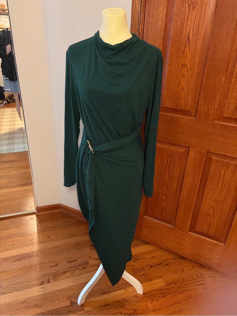 Zesica green wrap dress with long sleeves and buckle size XXL #wrapdress #buckle